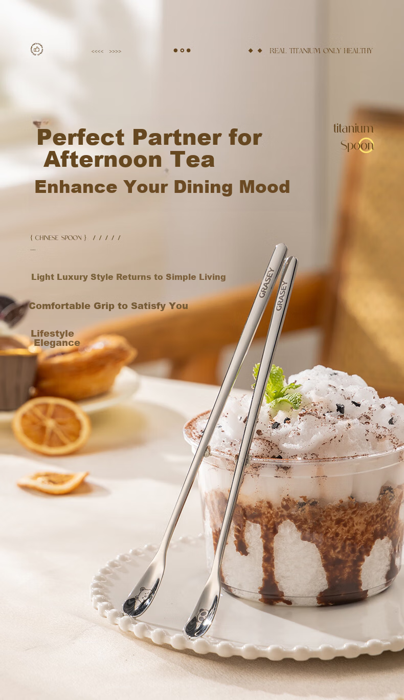 Guangyi 316L Stainless Steel Stirring Spoon Long Handle Coffee Stirrer Honey Spoon GY2660 10