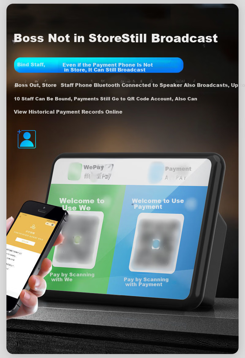 Yinwangsi QR Code Payment Speaker 2-in-1 Remote Voice Broadcast Alert Small Bluetooth Speaker 8