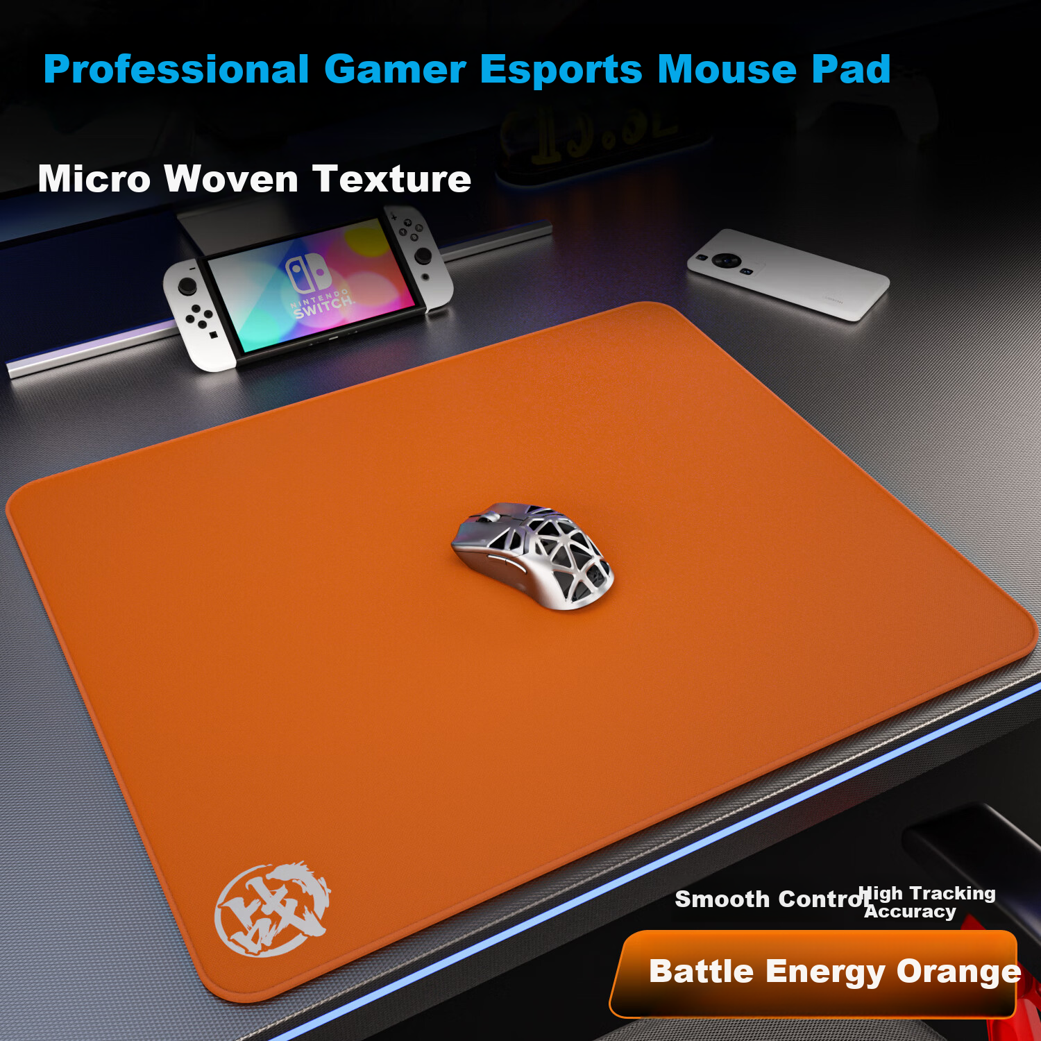 Saifeiyan [War] iQCK Gaming Mouse Pad Micro Weave Texture Stable Control Esports-Grade Smooth Non-Slip Durable Gaming Mat War - Vibrant Orange 420x360x5mm