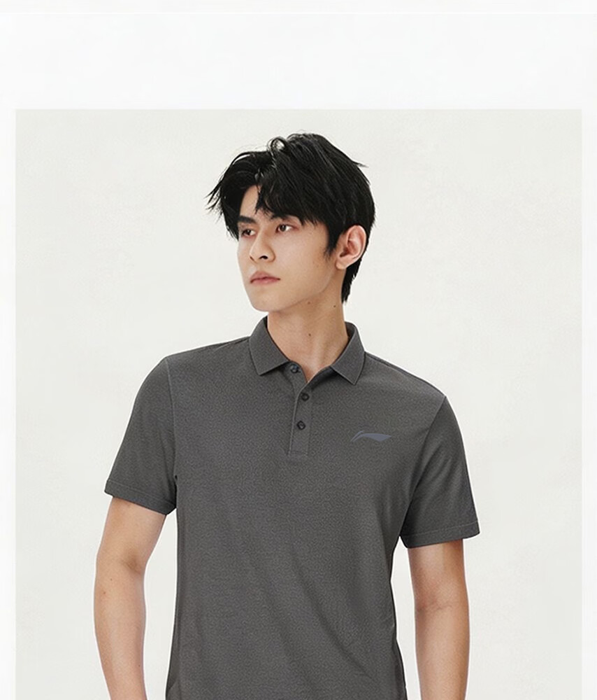 LI-NING Men's Polo Shirt Short Sleeve 2026 Summer New Cotton Breathable High-End Men's T-Shirt Sportswear 24