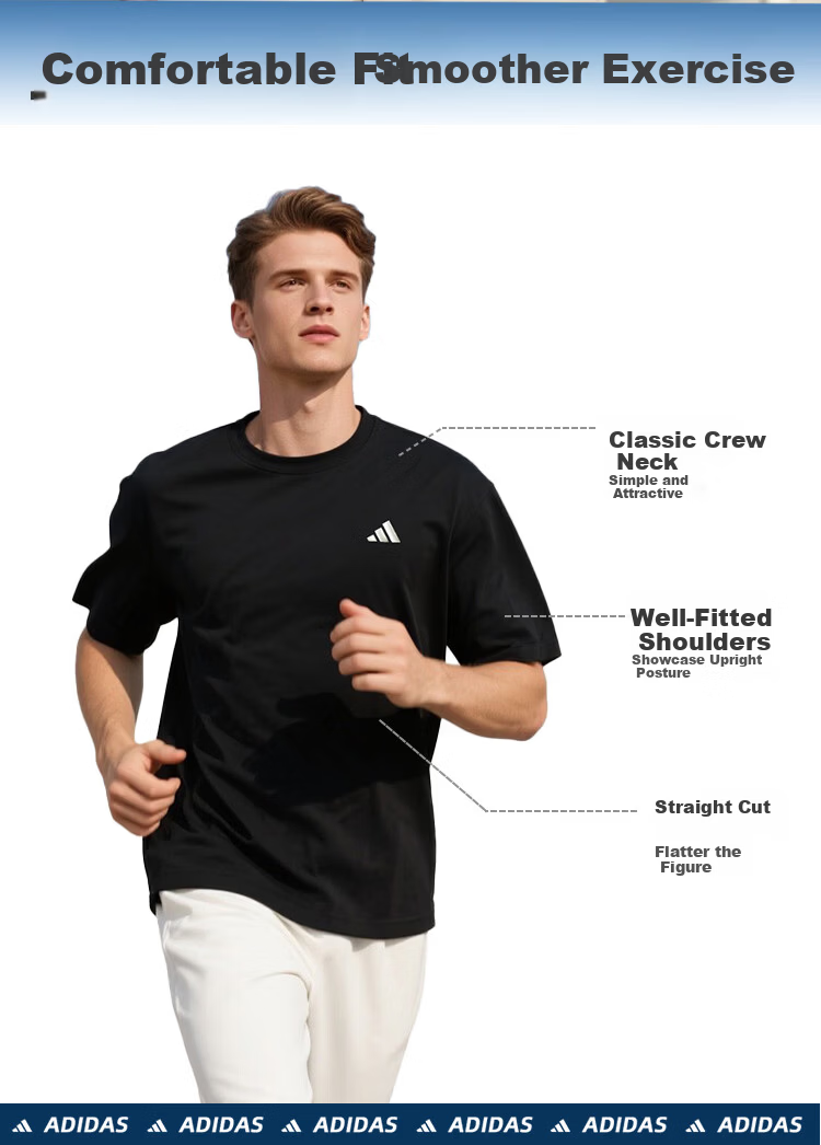 Adidas Men's Summer Quick-Dry Casual Breathable Sports Running Training T-Shirt 6