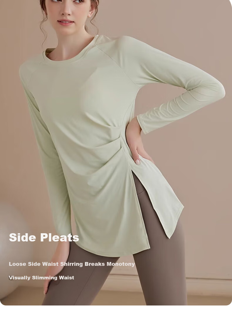 XUEXIMAN Women's Quick-Dry Long Sleeve Yoga Top Mid-Length Slim Fit Breathable Pilates Fitness Shirt 6