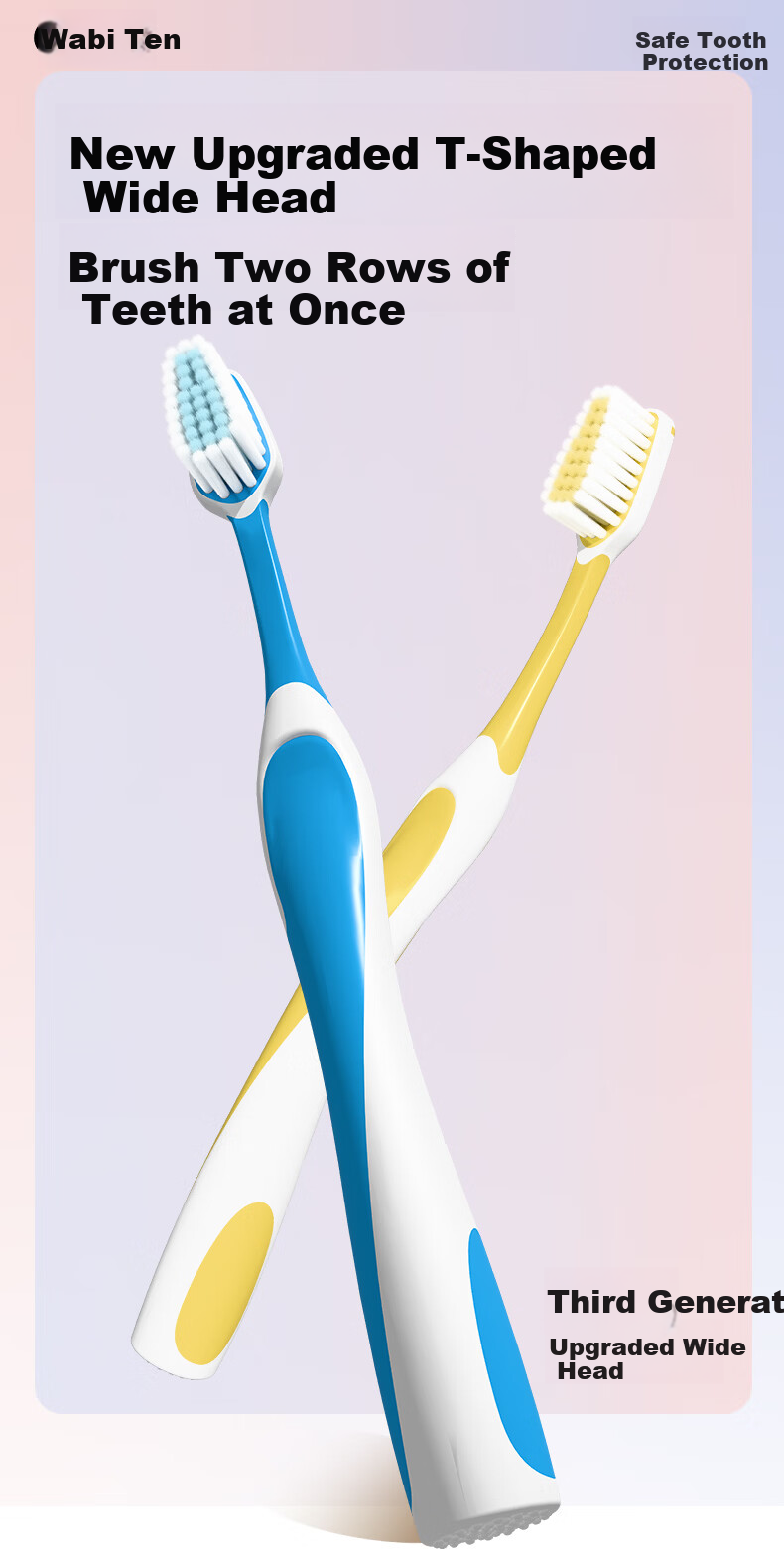 Wabi Soft Bristle Toothbrush New Upgrade Thin Wide Gum Care Ultra Fine Ultra Soft Adult Men Women 10-Pack Individually Wrapped 2