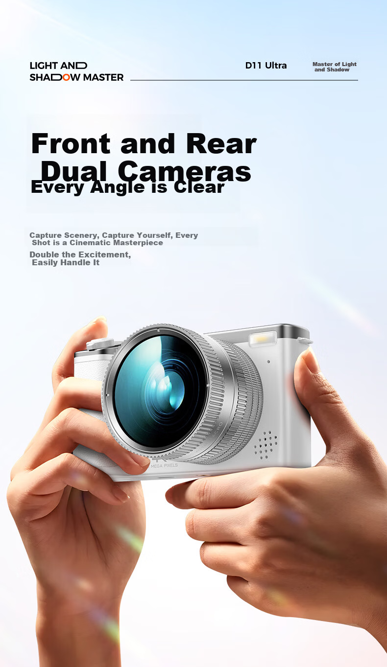 Patriot D11 Ultra Student Digital Camera Selfie Birthday Gift for Girls Entry-Level Mirrorless Alternative CCD White 128GB Children's Day Gift 4