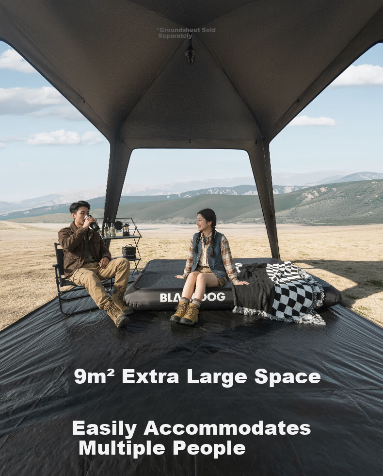 Black Dog Automatic Dome Canopy Titanium Black Coated Quick Setup Outdoor Camping Self-Standing Sunshade Shelter 4