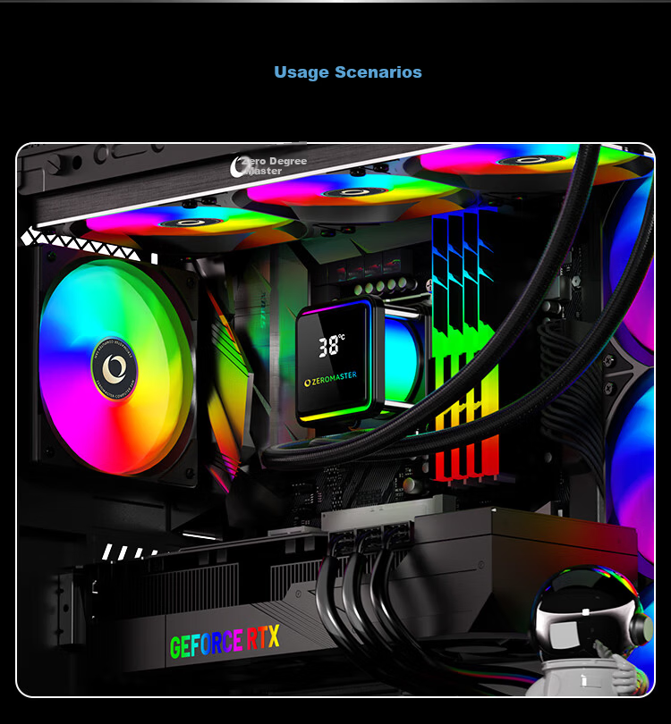 ZeroMaster 240 ARGB All-in-One CPU Liquid Cooler with Temperature Control, RGB Sync, and Temperature Display 11