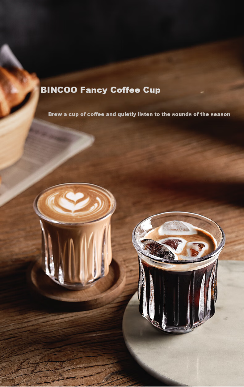 Bincoo Hand Brewed Coffee Glass Vintage Dirty Coffee Cup Australian White Cup Espresso Cup - Transparent 240ml 12