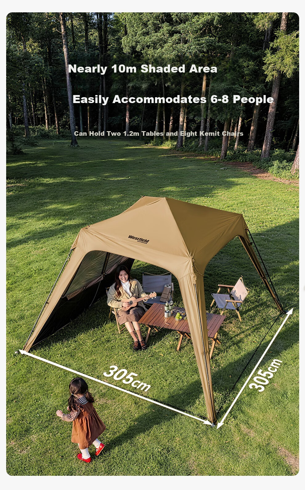 Westfieldoutdoor, Myfei Outdoor Camping Equipment, Self-Standing Quick-Open Canopy, Tarpaulin Door Curtain Accessories 3