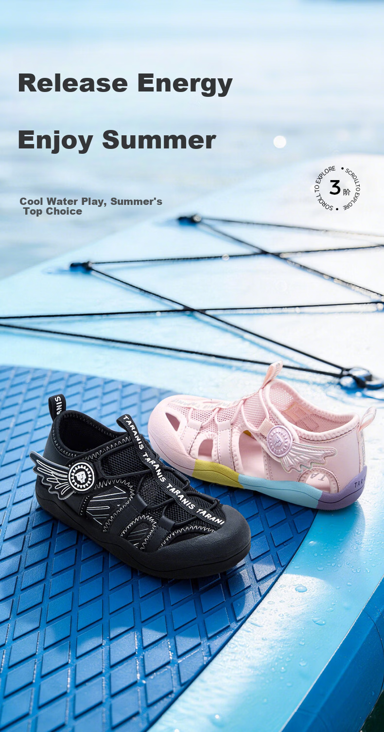 TARANIS Kids Summer Sandals Toddler Boys Closed-Toe Anti-Kick Beach Outdoor Camping Water Shoes Black Size 27 1
