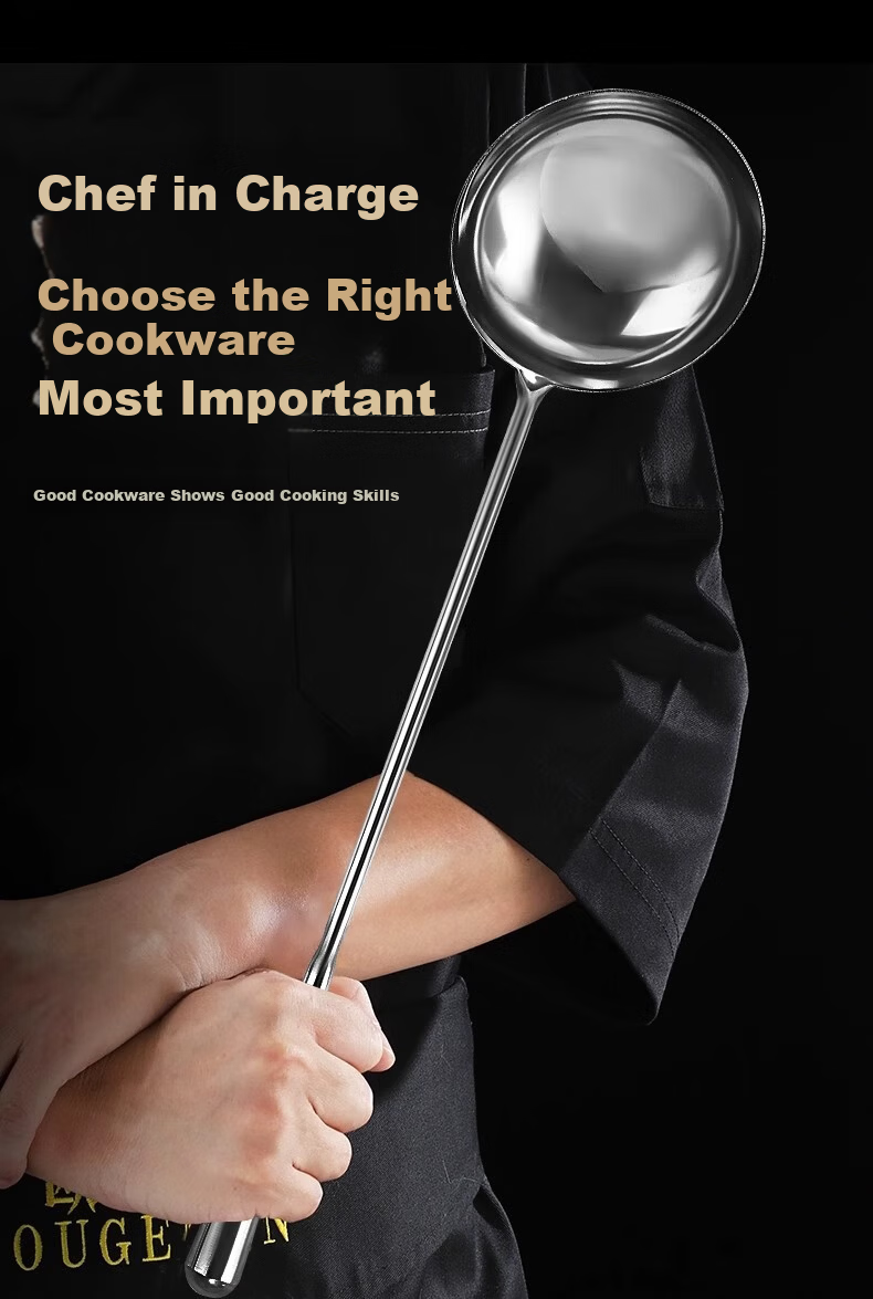 Congge Stainless Steel Medium Cooking Spoon Solid Serving Spoon Long Handle Chef Spoon Thickened Soup Ladle Spatula Jingcang 1