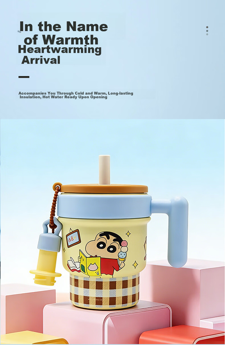 Crayon Shin-chan Girls Stainless Steel Insulated Straw Tumbler Large Capacity Water Bottle 3