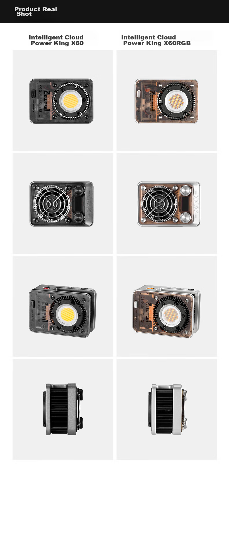 Zhiyun X60 Live Streaming Photography Light, 60W Professional Portable Fill Light, LED Phone And Camera Small Video Light, Indoor And Outdoor Shooting Constant Light, X60 Standard Configuratio 26