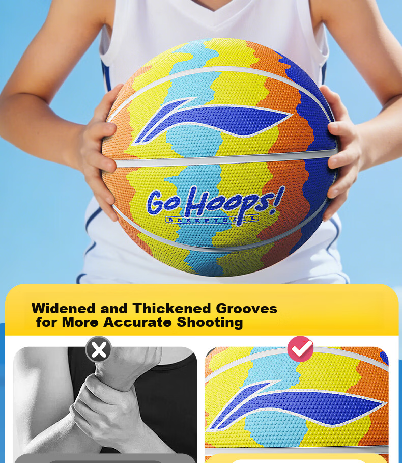 Li-Ning Basketball Kids 5-Size Ball for Ages 6-12, Indoor and Outdoor Professional Training and Competition for Elementary and Kindergarten Children Ages 3-6 10