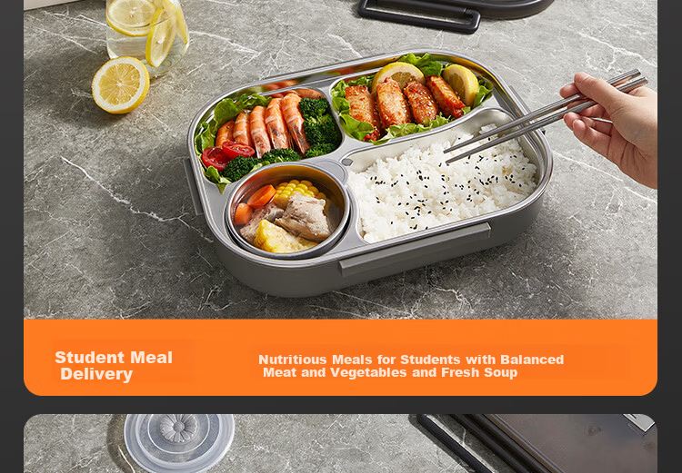 JD Original Lunch Box, 316L Stainless Steel, Suitable for Microwave Heating, Extra Large Capacity 2.4L, with Chopsticks And Spoon + Insulated Bag 11