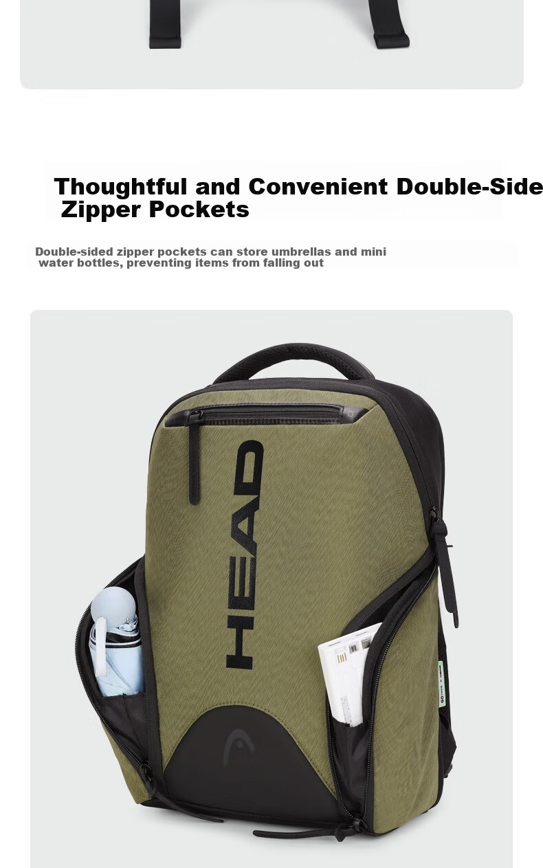 HEAD Large Capacity Backpack Travel Bag Unisex Student School Bag 15-inch Laptop Bag Aurora Business Travel Series 9