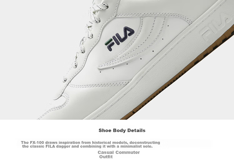 FILA Official FX-100 Men's Skate Shoes White Casual Business Minimalist Sneakers Sports Shoes 19