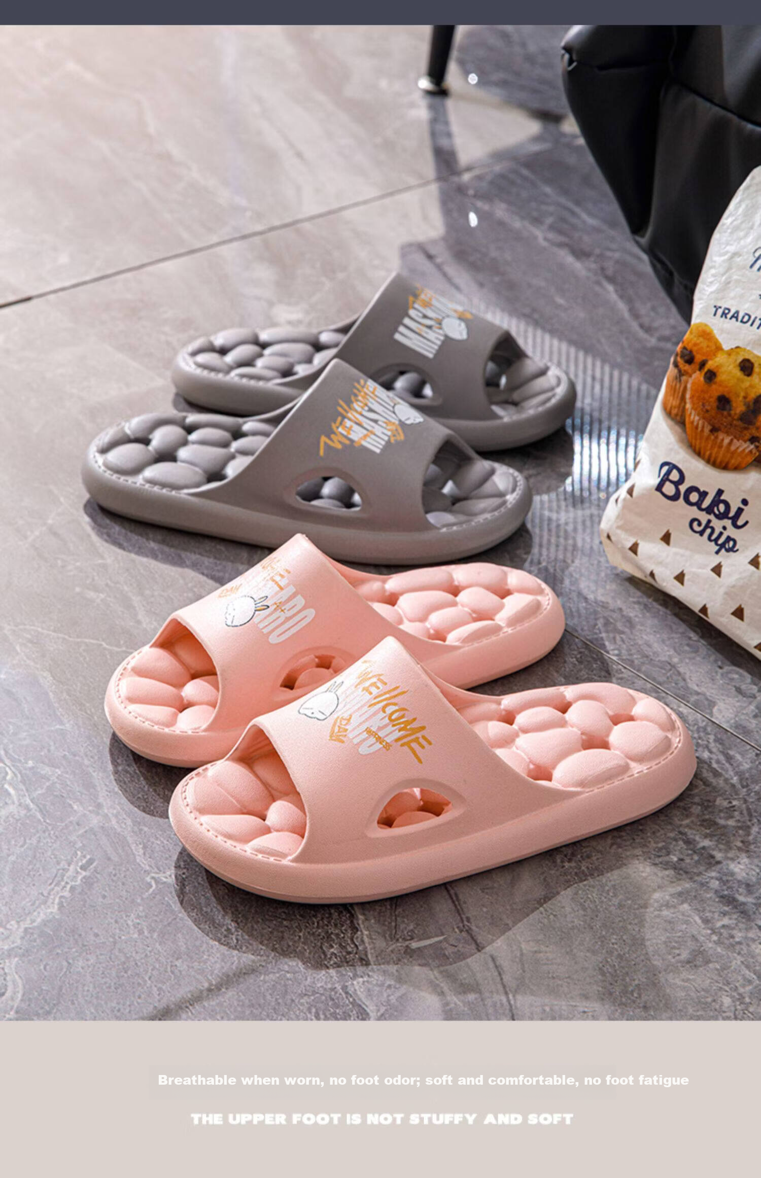 MashiMaro EVA Massage Quick-Dry Water-Draining Home Bathroom Shower Slippers for Men and Women 20