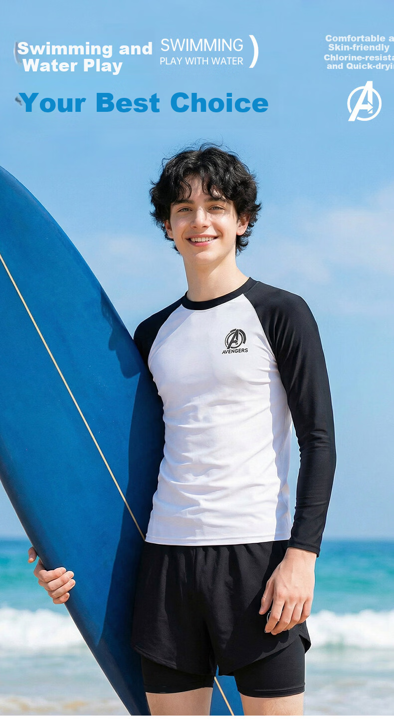 Disney Men's Long Sleeve Swimwear Set Surfing Suit D16329S2G Black 3XL 1