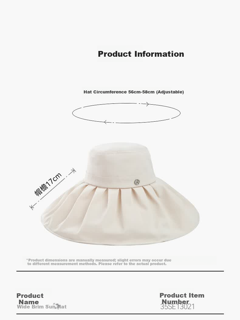 ELLE Sun Hat for Women, Elegant Wide Brim Hat, UV Protection, Face-Slimming Effect, Gift for Girlfriend 11