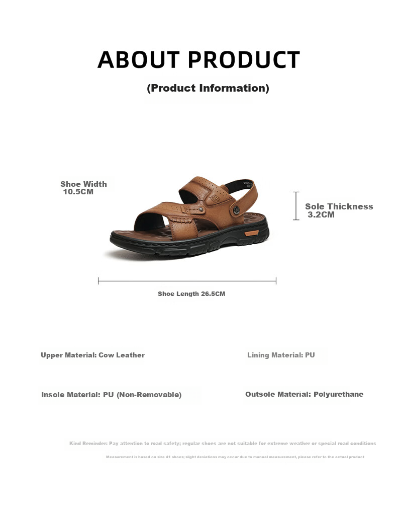 CAMEL Two-Way Breathable Cowhide Leather Dad Casual Business Sandals for Men, Outdoor Wear, G16M211022, Black, Size 39 7