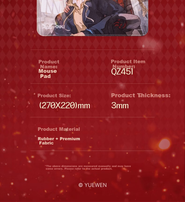 Deli The King's Avatar Collaboration Mouse Pad Officially Licensed IP Peripheral Office Study Cartoon Anime Mouse Pad Mirror Twins QZ451 15