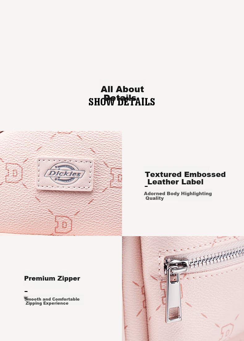 Dickies Backpack for Women, Lightweight Versatile Cute Classic Schoolbag Fashionable All-Over Print Commuter Travel Bag in Cinnamon Pink 10