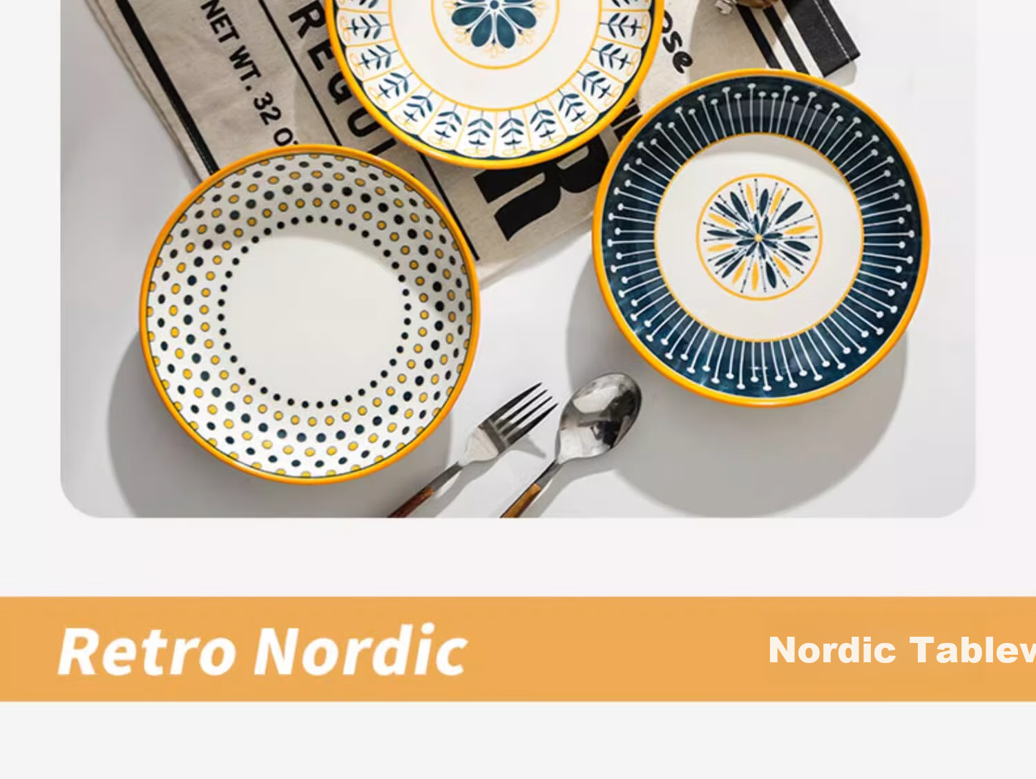 CERAMICS Nordic Series Plates, Household Ceramic Dishes, Creative Minimalist Tableware, Plate And Bowl Set, Round Plates, Mixed Set of 4 Pieces 2
