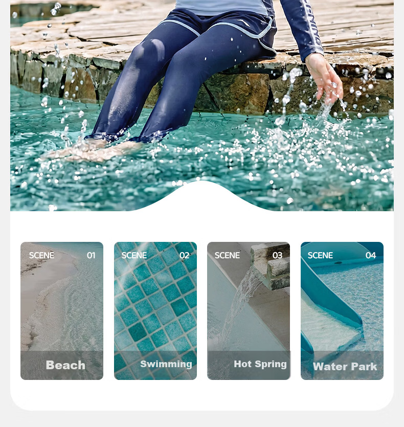 LI-NING Kids Girls Long Sleeve Long Pants Sunscreen Warm Split Professional Surfing Swimsuit Swimming Gear 1352 Blue 160 4