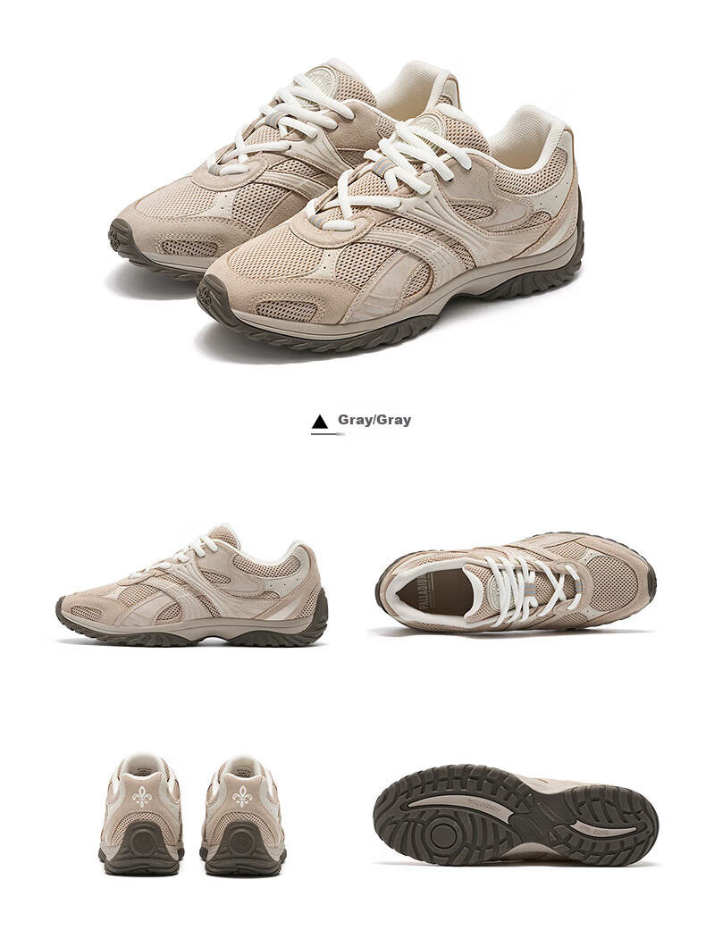 PALLADIUM Spring New Versatile Sports Casual Women's Mesh Breathable Running Shoes Gray Single Layer Size 37 19