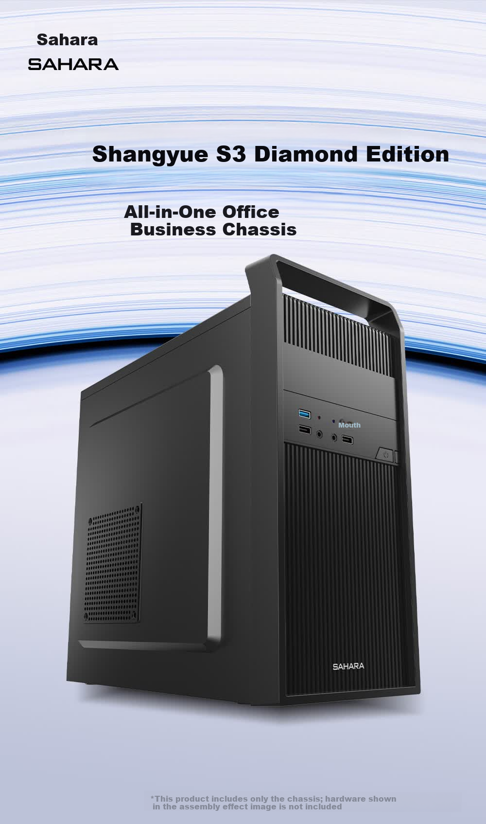 SAHARA Sahara Shangyue S3 Desktop Computer Case Home Office Business Portable Mini Silent Chassis Supports ATX Motherboard 2 Fan Slots 1