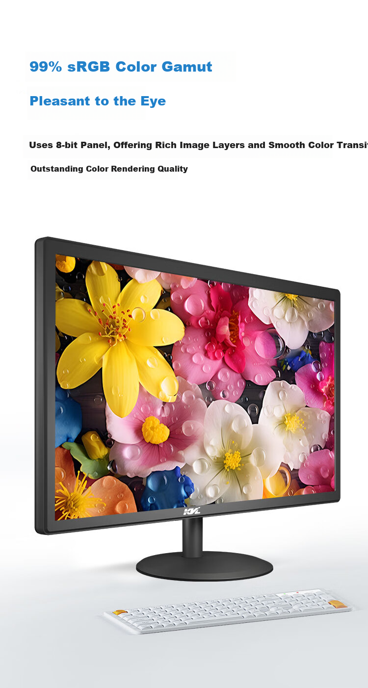 KVL 18.5 Inch Home Office Computer Monitor 75Hz HD VGA+HDMI Multi-Interface Display Wall-Mountable KV20 3