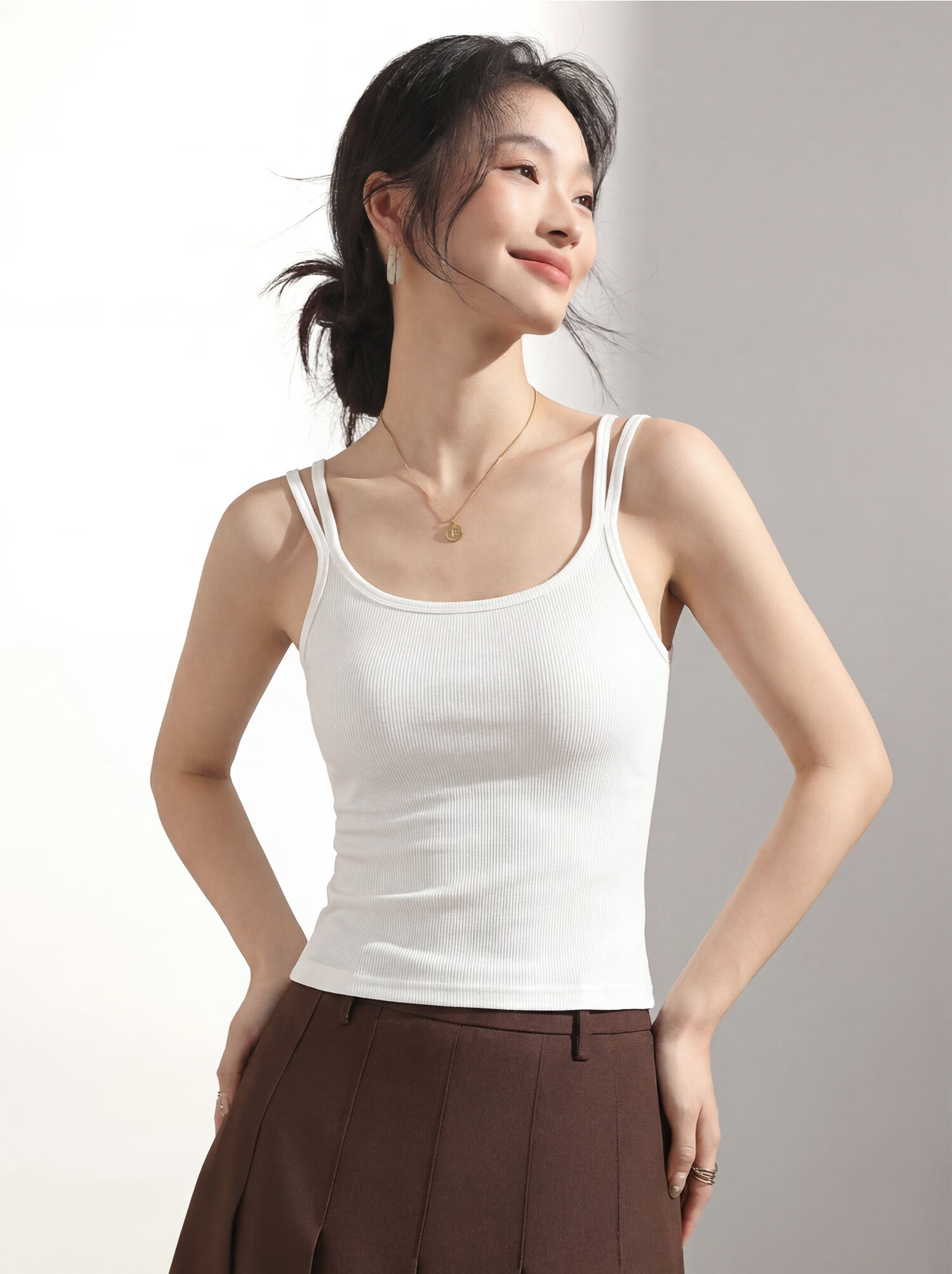Tingmei Strap Vest [No Bra Needed] Double Shoulder Strap Women's Innerwear Can Be Worn Outside Beautiful Back One-Piece Vest 7