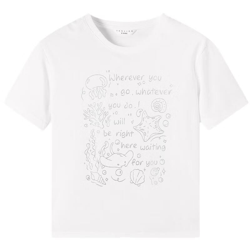 TonLion 2026 Summer New Women's Short Sleeve T-Shirt White Casual Youthful Top for Petite