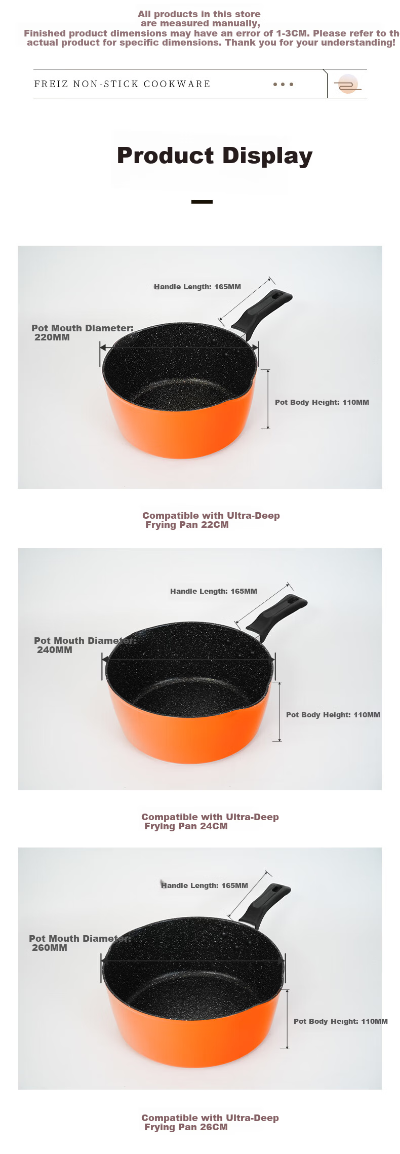 FREIZ Peace Deep Non-Stick Frying Pan, Yongwang Style, Household Non-Stick Wok, Compatible with Induction Cooker And Open Flame 5