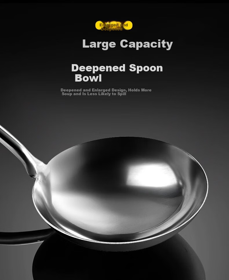 Congge Stainless Steel Medium Cooking Spoon Solid Serving Spoon Long Handle Chef Spoon Thickened Soup Ladle Spatula Jingcang 4