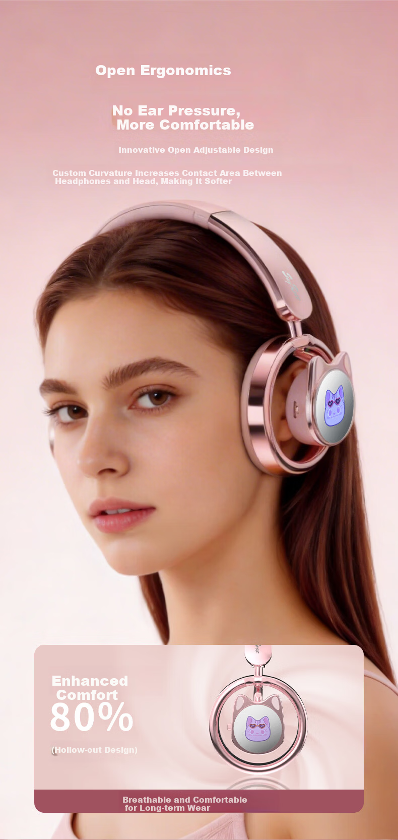 SayRose Cat Ear Headphones Apple Wireless Dreamy Starry Sky Atmosphere Huawei Stylish Gift for Girls Girlfriend Wife Bestie Birthday Holiday Summer Blue 10