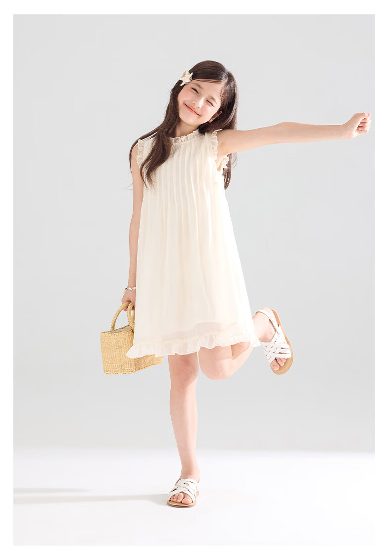 Mucmukn Star Shell Wave Tencel Lyocell Ruffle Vest Dress Island Vacation Princess Dress Girls Summer 18