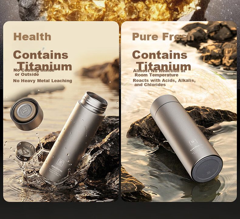 KAMJOVE Titanium Insulated Water Bottle Pure Titanium Inner and Outer Cup Portable Tea Cup for Men and Women 4
