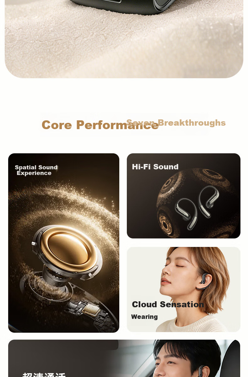 Chengao G13 Black Hanging Ear Bluetooth Earphones AI Call Noise Cancelling In-Ear Sports Running Cycling Earhook Long Battery Life Gaming Low Latency Universal Phone 4
