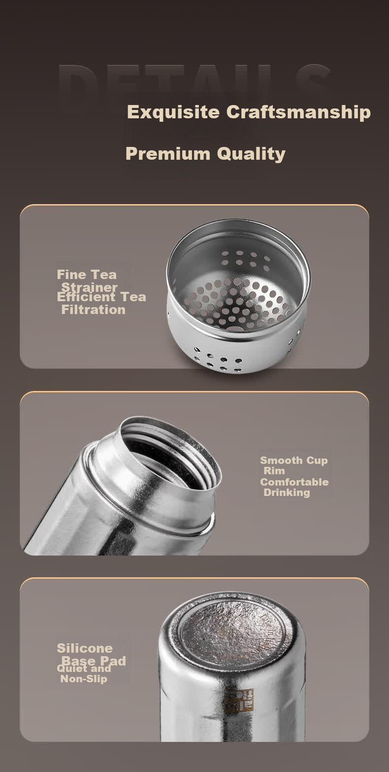 Alluflon Pure Titanium Insulated Tea Infuser Cup High-End Tea Steeping Cup Tea Water Separation Health Preservation Gift Titanium Cup Ice Flower Silver 14