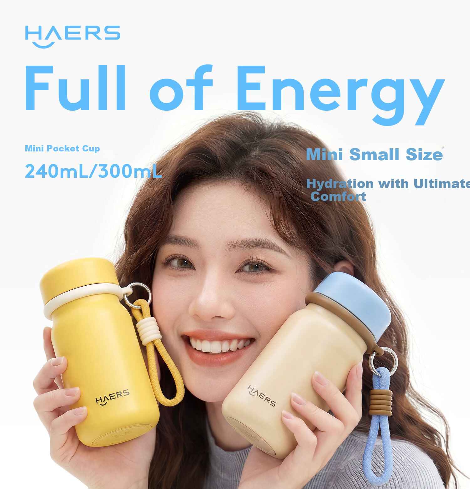 HAERS Mini Pocket Stainless Steel Portable Cup 240ml Milk Coffee Straw Version 1