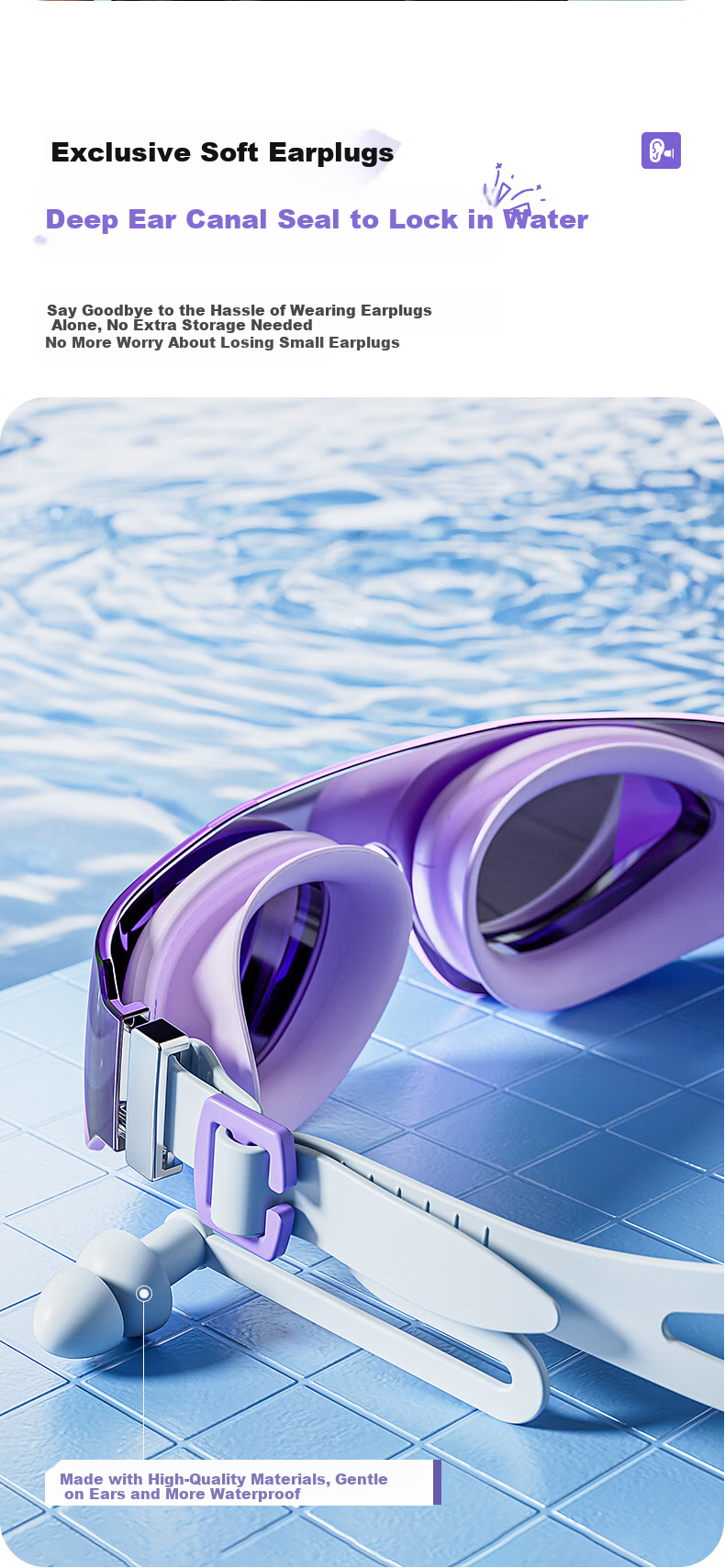 ANTA Shuizhitong 2.0 Future Children Swimming Goggles, High Definition Anti-Fog Large Frame, for Boys And Girls, Ice Blue Dream Pink 11