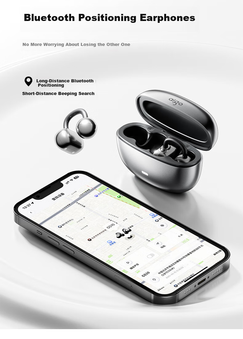 Aigo True Bone Conduction Clip-On Bluetooth Kids Earphones IP68 Waterproof Open-Ear Wireless Sports Noise-Cancelling Headset GS10 Purple 7