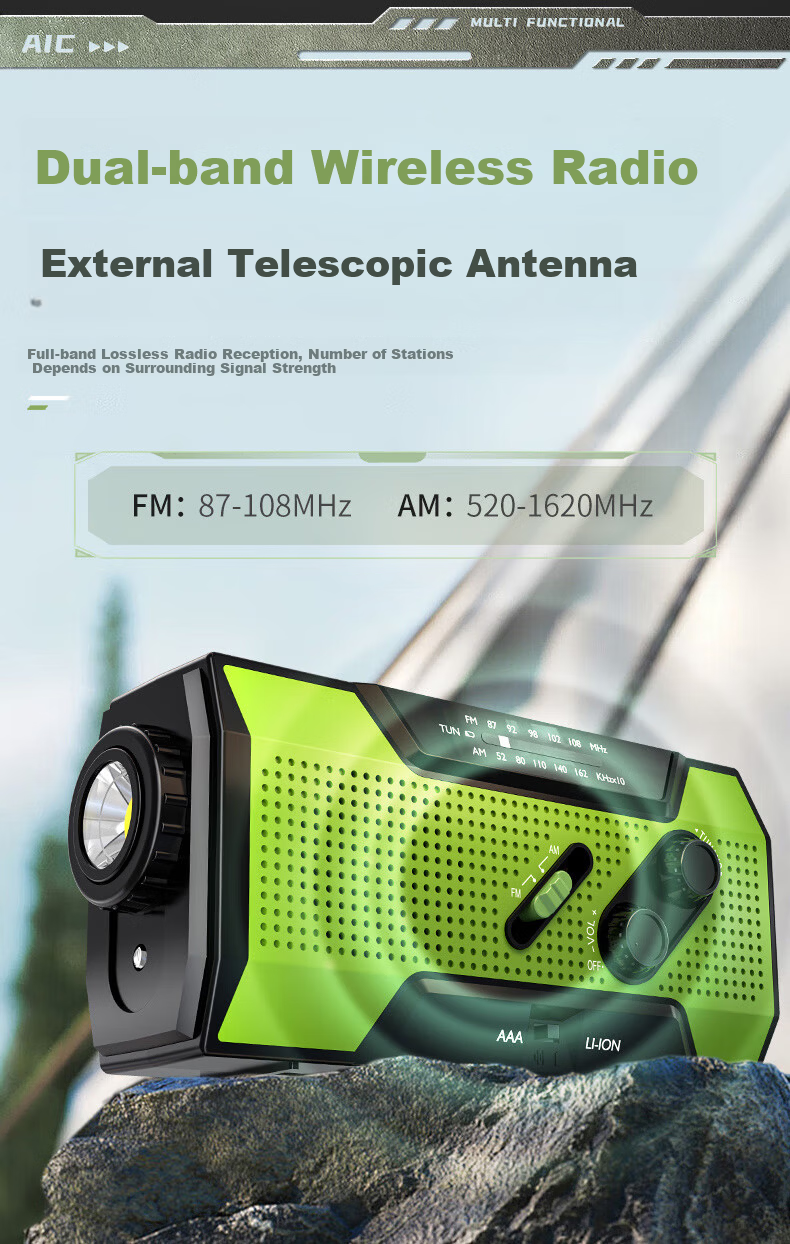 SHENYU Hand Crank Generator Radio Flashlight Emergency Outdoor Solar Multifunctional Charging Equipment Lighting Lamp 5