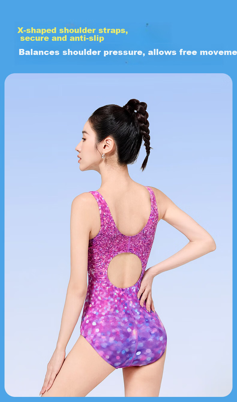 Xtep Women's Slimming Tummy Control One-Piece Triangle Sexy Professional Racing Swimsuit for Swimming Pool 3