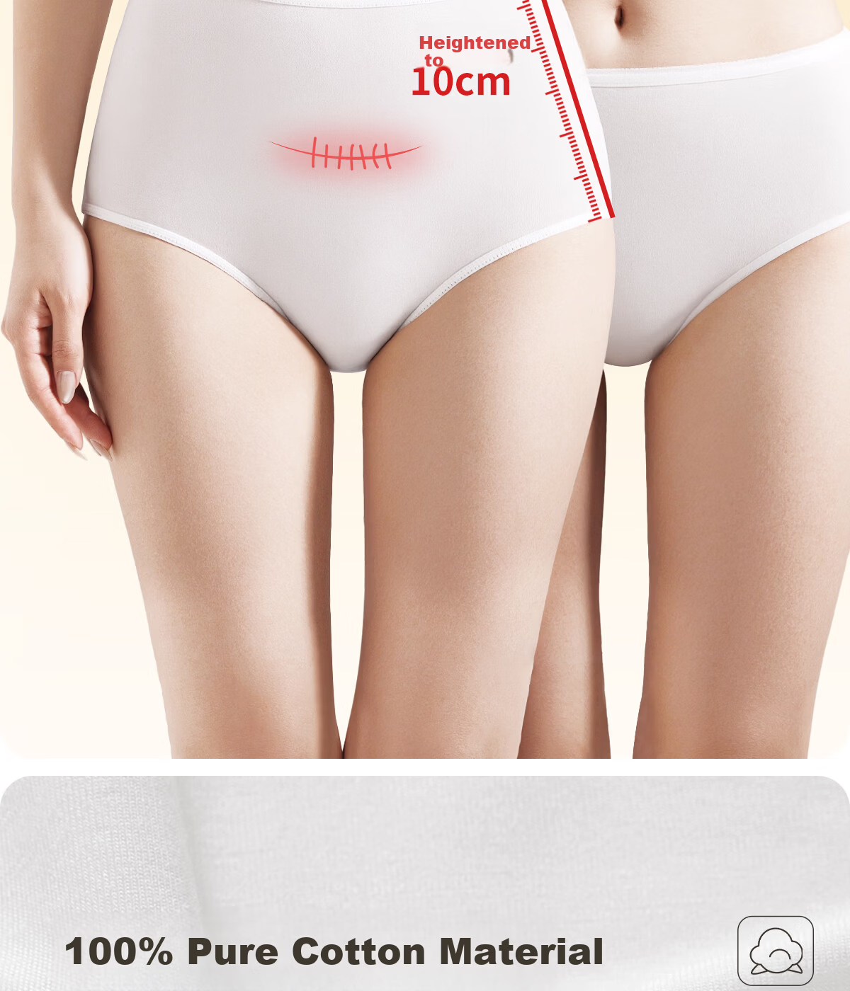 Deanqi Disposable Women's Maternity High-Waist Pure Cotton Medical Sterile C-Section Underwear Independent Packaging Plus Size 3XL 4