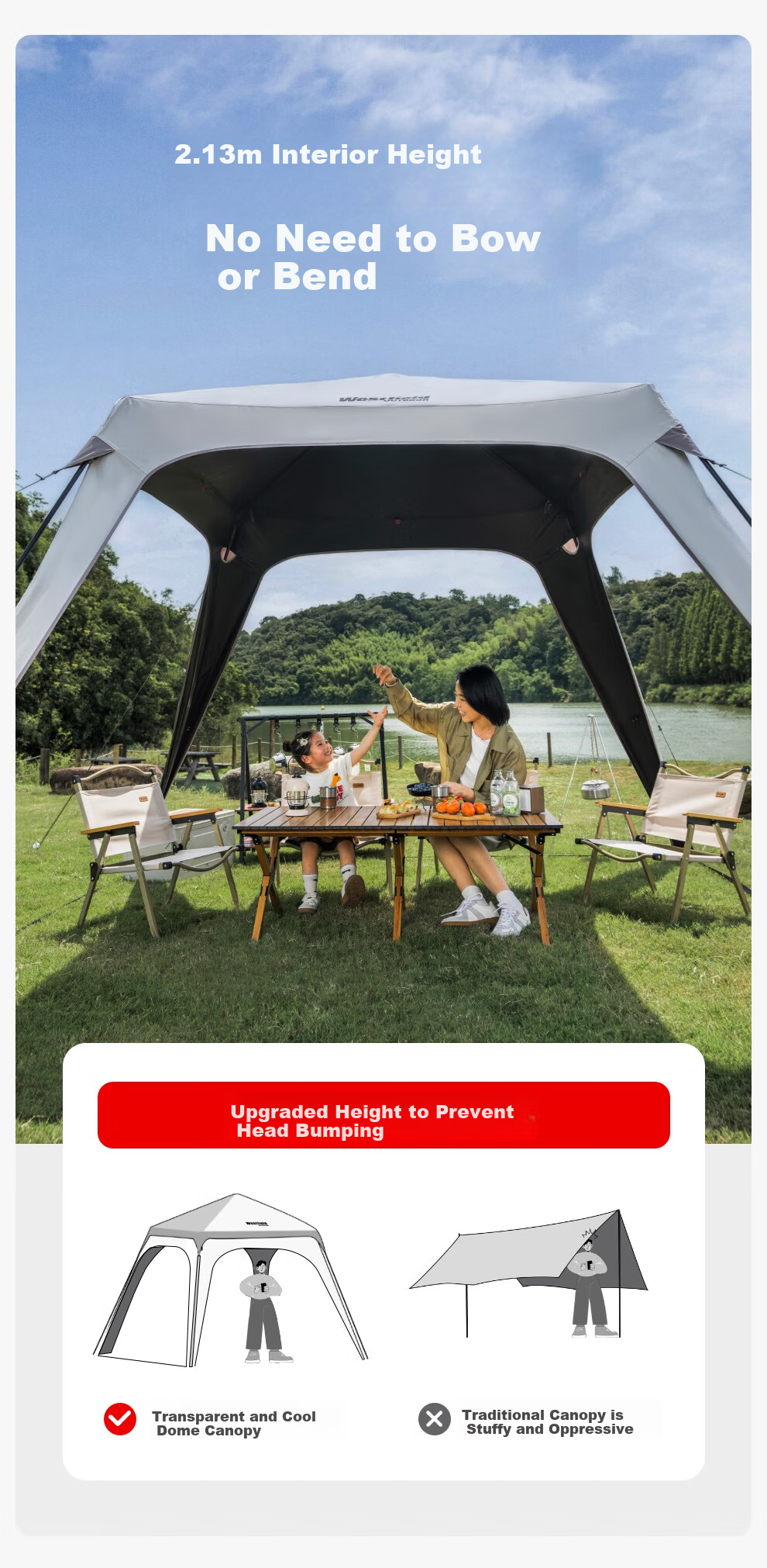 Westfield Outdoor Self-Standing Quick-Open Dome Canopy Tent for Camping, Park Picnic, Rainproof, Blackout Sunshade Shelter 6