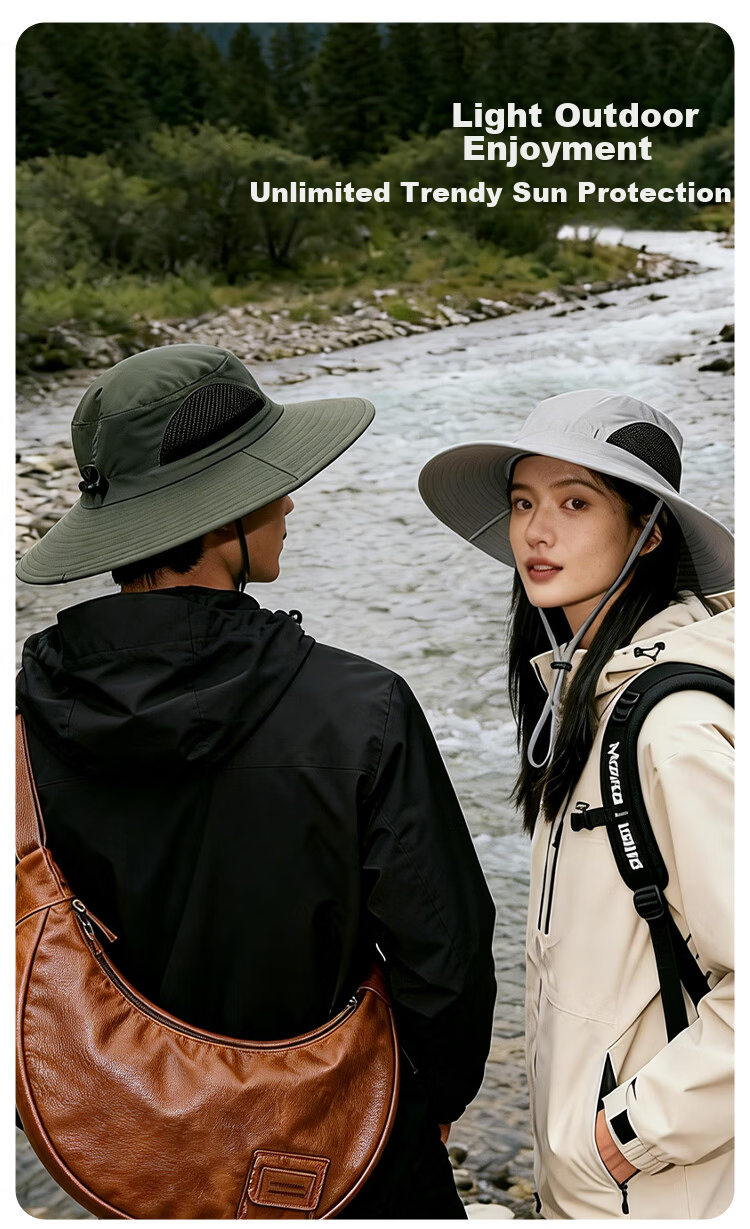 Seven Wolves Men's Summer Sun Protection Breathable Bucket Hat UV Protection Women's Fishing Hiking Cap 1