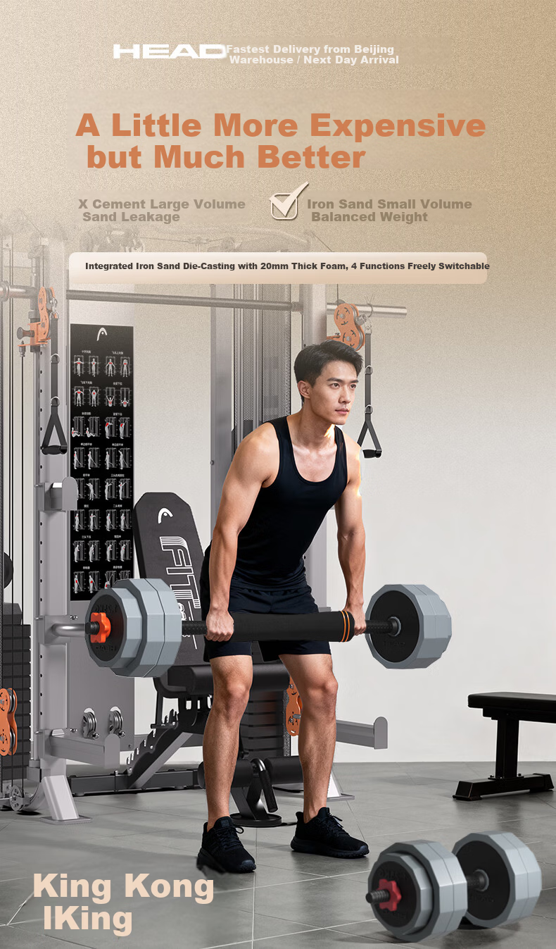 HEAD Dumbbell Barbell Men's Fitness Home Quick-Release Adjustable 20KG Set 3