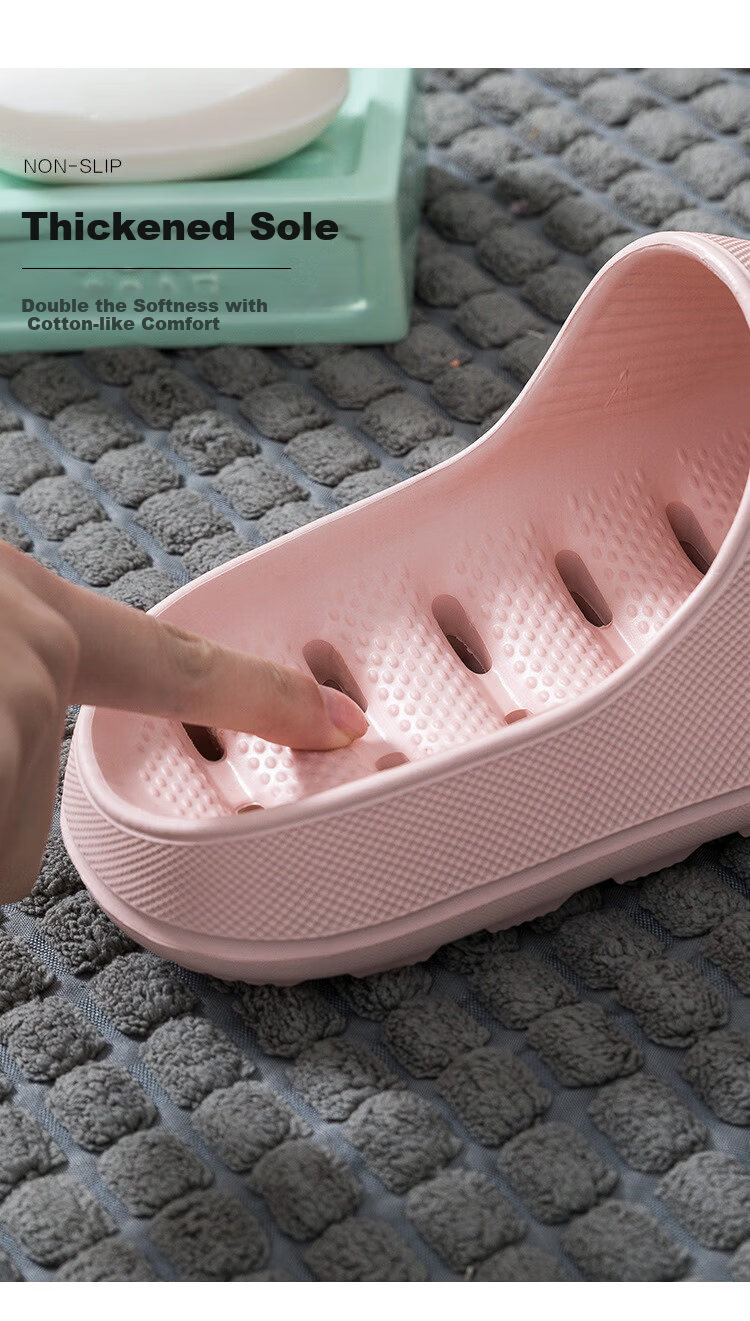 Qiumuxi Men's Non-Slip Bathroom Slippers Thick Sole Soft Shower Drainage Couple's Outdoor Women's Sandals 7